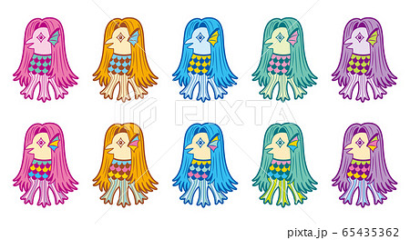 アマビエのラインイラスト（カラバリ） 65435362