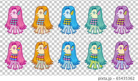 アマビエのラインイラスト（カラバリ） 65435362