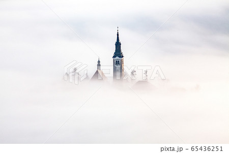 amazing panorama of Lake Bled Blejsko Jezero on a 65436251