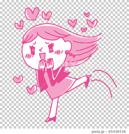 好きな人から連絡があって喜ぶ女性社員のイラスト 65436536