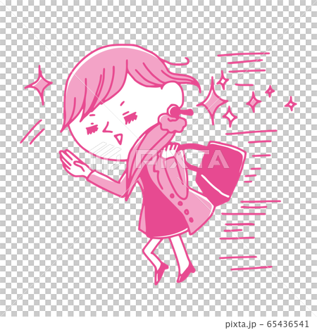 準時離開辦公室的女僱員的插圖 65436541
