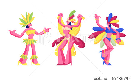 Brazilian Samba Dancers Women Isolated On White のイラスト素材