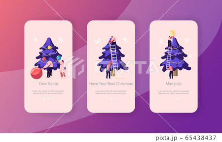 Christmas Holidays Mobile App Page Onboard Screen Set. Men Women Decorate Xmas Tree Put Star on Top. Winter Festive Season Celebration Concept for Website or Web Page, Cartoon Flat Vector Illustration Christmas Holidays Mobile App Page Onboard Screen Set. Men Women Decorate Xmas Tree Put Star on Top. Winter Festive Season Celebration Concept for Website or Web Page, Cartoon Flat Vector Illustration 65438437