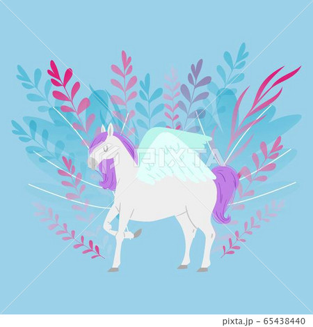 Pegas or unicorn fantasy magic horse cartoon vector illustration for children design. Cute fantasy animal pegas with wings. Pegas or unicorn fantasy magic horse cartoon vector illustration for children design. Cute fantasy animal pegas with wings. 65438440