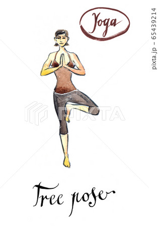 Woman standing in yoga Tree pose 65439214