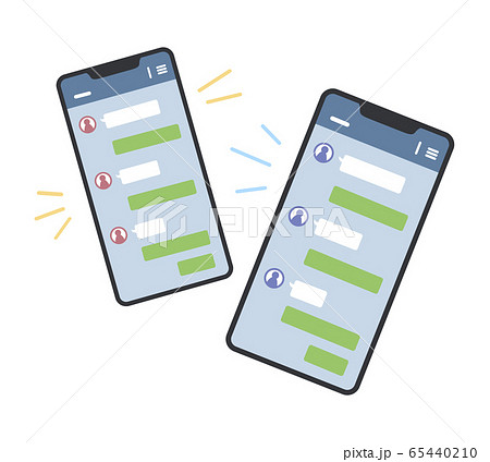 スマホ2台のイラスト Lineの画面 のイラスト素材