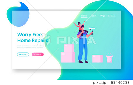 Renovation and Overhaul House Interior Website Landing Page. Father and Little Son Coloring Wall with Paint Rollers. Young Family Make Repair at Home Web Page Banner. Cartoon Flat Vector Illustration Renovation and Overhaul House Interior Website Landing Page. Father and Little Son Coloring Wall with Paint Rollers. Young Family Make Repair at Home Web Page Banner. Cartoon Flat Vector Illustration 65440253