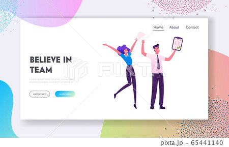 Business Colleagues Rejoice Contract Signing Website Landing Page. Businesspeople Rejoice for Good Job in Office Successful Project Goal Achievement Web Page Banner. Cartoon Flat Vector Illustration Business Colleagues Rejoice Contract Signing Website Landing Page. Businesspeople Rejoice for Good Job in Office Successful Project Goal Achievement Web Page Banner. Cartoon Flat Vector Illustration 65441140