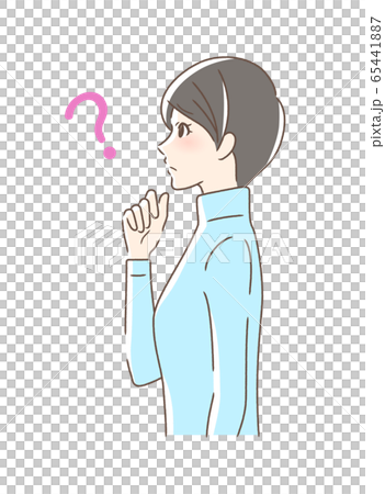 不安・疑問・悩みを感じる女性の横顔 65441887