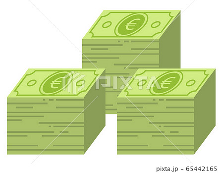 ユーロ紙幣の札束 三つ 大金イメージのイラスト素材