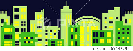 都会 街並み 夜 壁紙 緑 パターン 素材のイラスト素材