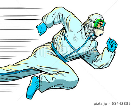 Hero doctor runs. Covid19 coronavirus epidemic Hero doctor runs. Covid19 coronavirus epidemic 65442885