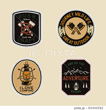 Vintage camp patches logos, mountain badges - Stock Illustration  [65444562] - PIXTA