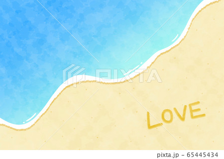 砂浜の背景　長方形　LOVE　水彩風 65445434