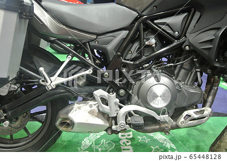 KUALA LUMPUR, MALAYSIA -MARCH 31, 2018: BENELLI motorcycle brand and logos at the motorcycle body. BENELLI motorcycle is originally made in Italy but now manufactured by China 65448128