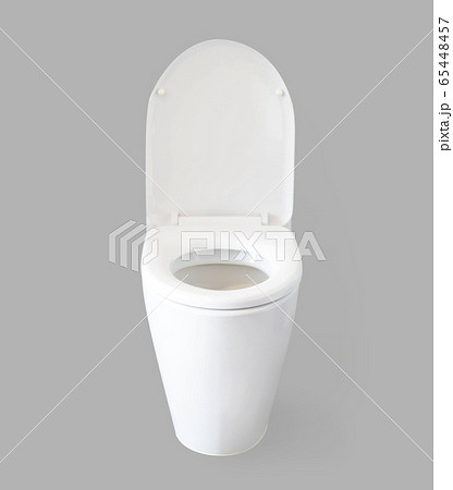 Closeup toilet bowl isolated on grey background Closeup toilet bowl isolated on grey background 65448457