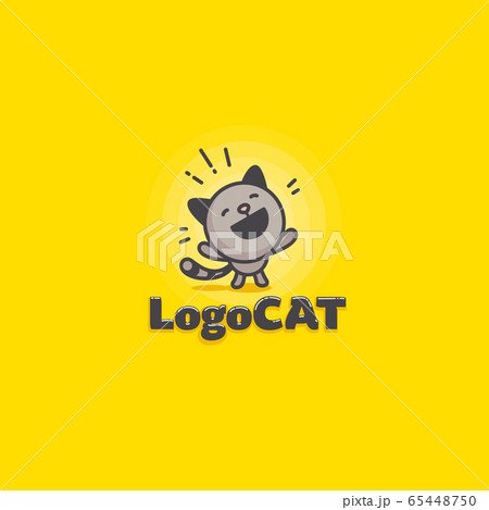 cute cat logo on a yellow background 65448750