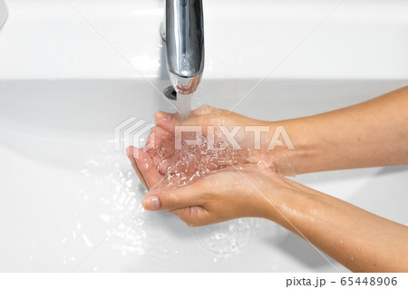 Washing hands rubbing with soap woman for corona Washing hands rubbing with soap woman for corona 65448906