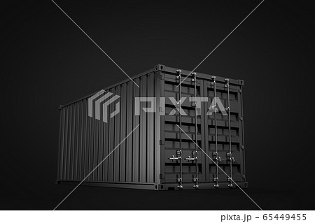 3d rendering of closed black shipping container on black background 65449455