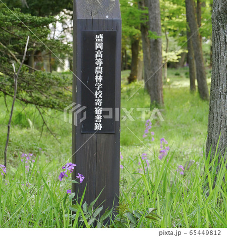 風景歴史的場所の標識　盛岡農林高等学校寄宿舎跡　自啓寮跡　宮沢賢治が入った盛岡高等農林 65449812