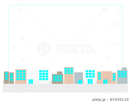 家やビルがある冬の街の背景あるいはフレームのイラスト素材