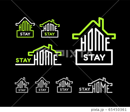 Stay at home. Vector set on black background 65450361