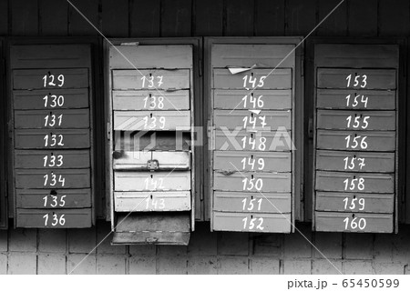 Black and white old post boxes Black and white old post boxes 65450599