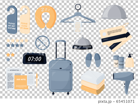 Staying in hotel elements set. Travelling illustration collection. Staying in hotel elements set. Travelling illustration collection. 65451071