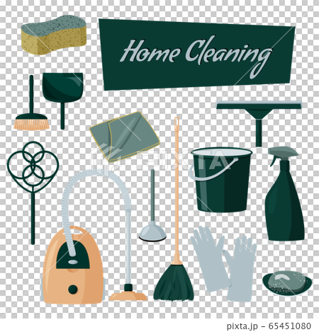Colorful collection of cleaning products. Home cleaning tools. Vector set of illustrations in flat design style. 65451080