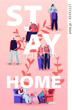 Stay Home Isolation Concept. People Characters Wearing Medical Masks Domestic Activity Stay Home Isolation Concept. People Characters Wearing Medical Masks Domestic Activity 65451127
