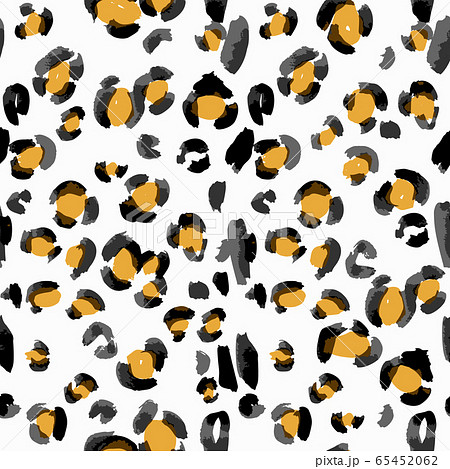 Vector abstract seamless pattern. Doodle figures and flowers imitation. Leopard skin texture 65452062