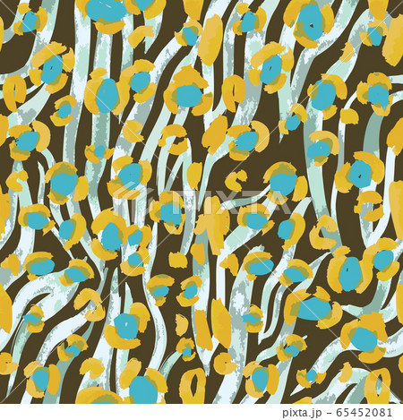 Animal skin vector seamless pattern. Leopard spots zebra fur texture design. Vintage background. 65452081