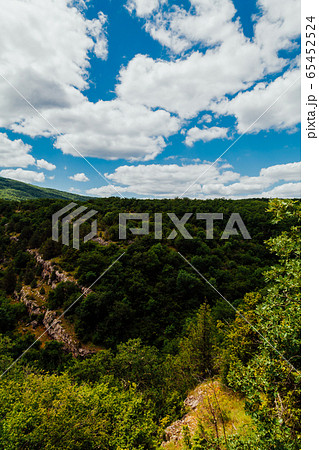 beautiful landscape green forest mountains blue sky beautiful landscape green forest mountains blue sky 65452524