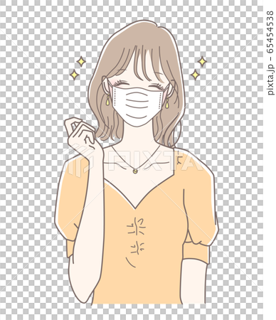 A woman who is pleased to wear a mask 65454538