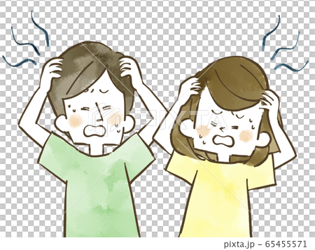Men and women holding their heads-couples and couples-watercolor Men and women holding their heads-couples and couples-watercolor 65455571