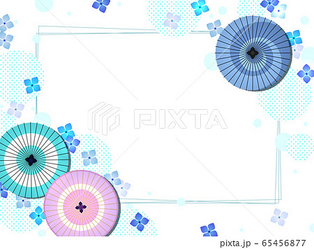 和傘とあじさいのイラスト背景のイラスト素材