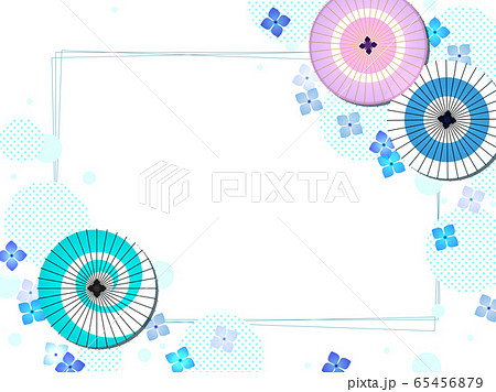 和傘とあじさいのイラスト背景のイラスト素材