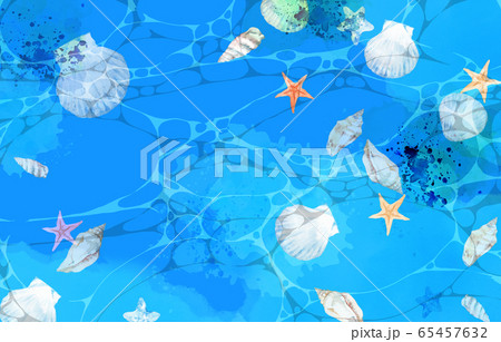 海と貝殻イラストのイラスト素材