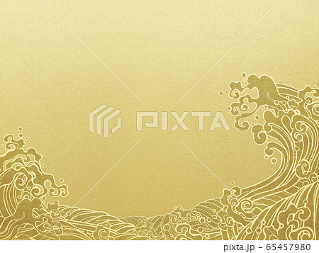 背景-波-和-和風-和柄-金箔 背景-波-和-和風-和柄-金箔 65457980