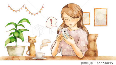 スマホを操作する人（背景あり） 65458045