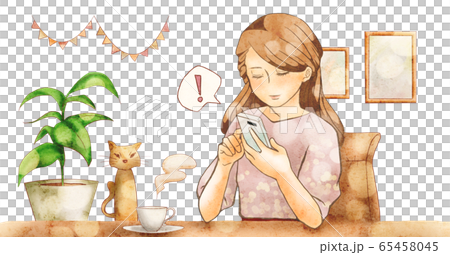 A person who operates a smartphone (with background) 65458045