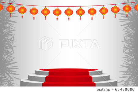 white podium and red carpet with lantern in the white room white podium and red carpet with lantern in the white room 65458686