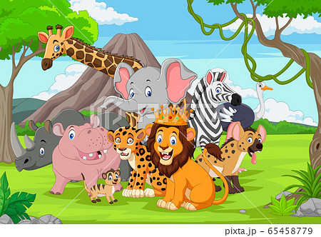 Cartoon wild animals in the jungle - Stock Illustration [65458779] - PIXTA