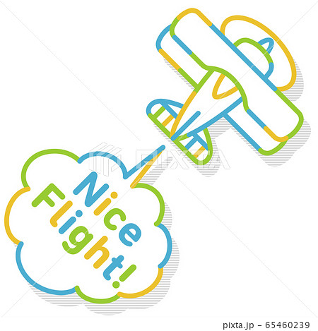 ふきだし　煙をあげて飛ぶ飛行機 65460239