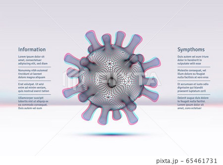 Coronavirus COVID-19 medical background with technology styled schematic grid virus floating in scientific abstract white room Coronavirus COVID-19 medical background with technology styled schematic grid virus floating in scientific abstract white room 65461731