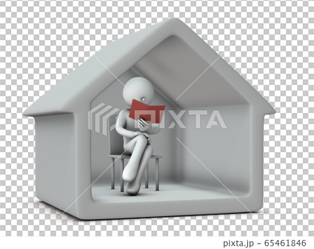 外出の自粛。ステイホームで読書中のキャラクター 外出の自粛。ステイホームで読書中のキャラクター 65461846
