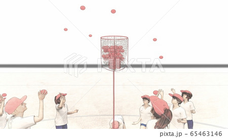 学校 運動会 玉入れ 観客無し 建物無し イラスト3のイラスト素材