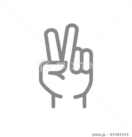 Peace Gesture Line Icon Victory Hand Symbolのイラスト素材