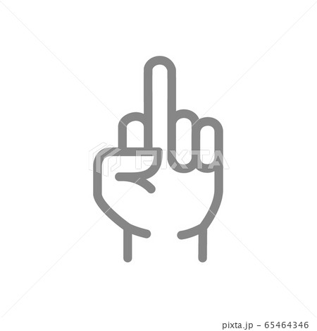 Fuck Gesture Line Icon Middle Finger Up Symbolのイラスト素材