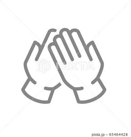 Medical latex gloves line icon. Hand disinfection, infection prevention symbol 65464428